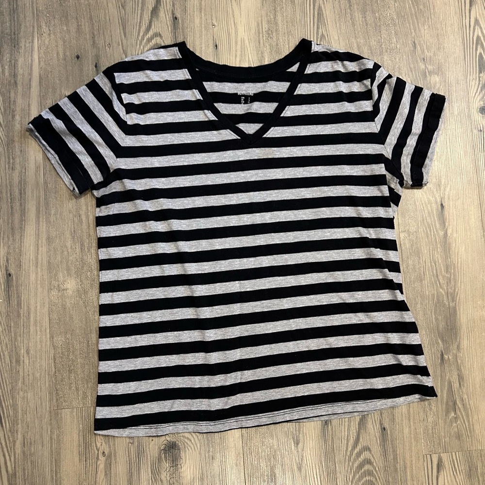 Love & Legend Black and Grey Striped Boyfriend Shirt